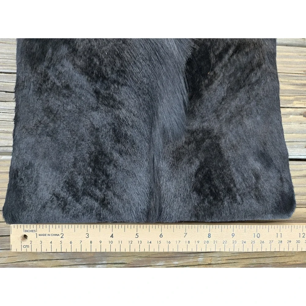 VASH Black Calf Hair Leather Purse Clutch Bag Black Fringe